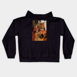 Carnival Couple in Orange Costumes Kids Hoodie